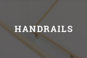a button that says handrails with a background of a stair case with handrails